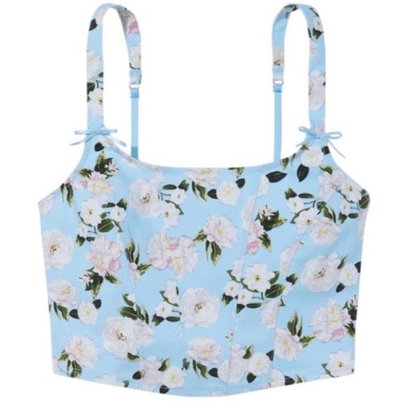 New! Victorias Secret blue white floral print corset bustier bra 22932 - Picture 1 of 7